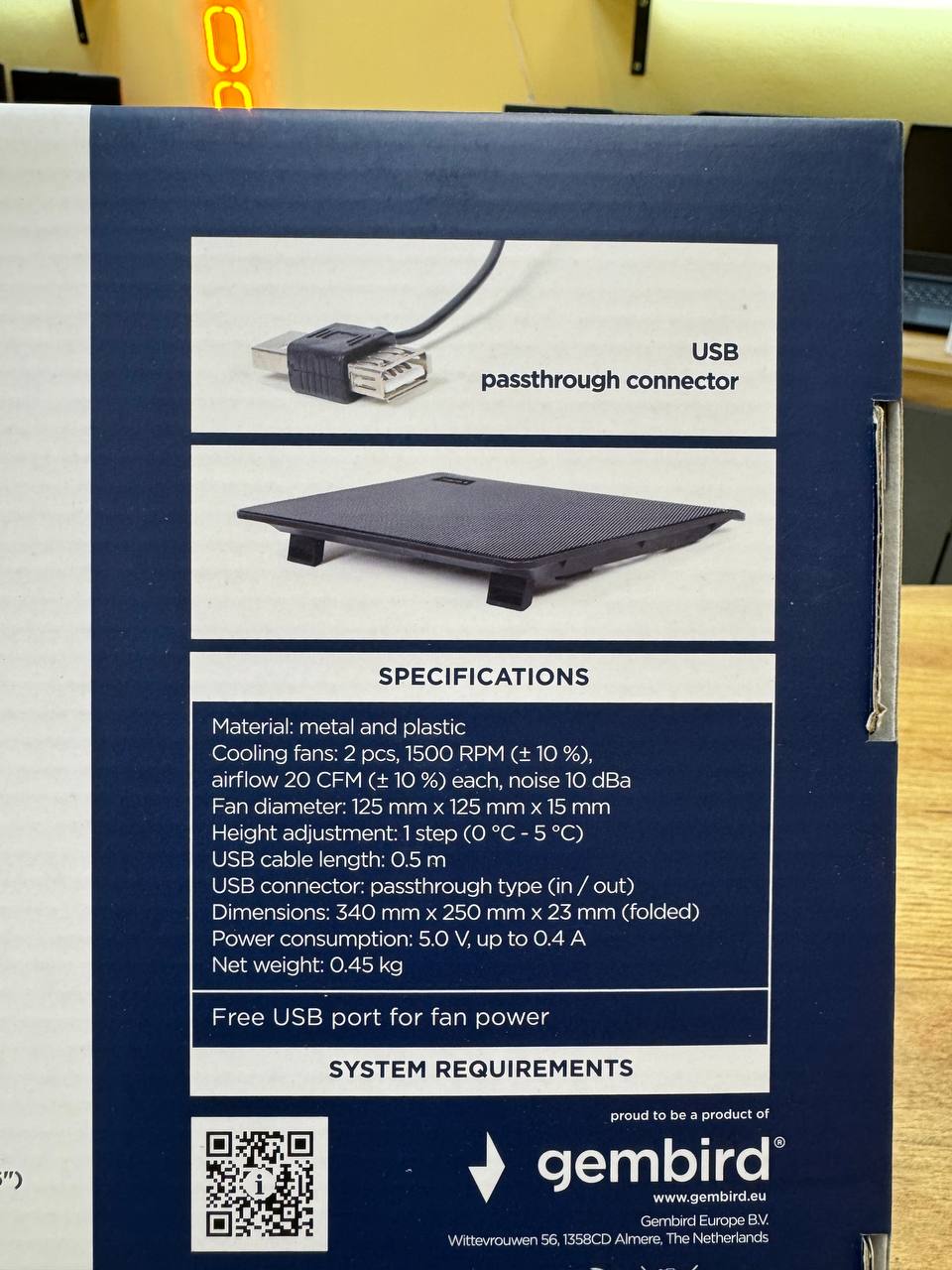 Охолоджуюча підставка Gembird 15.6" USB, 2 вентилятори - Зображення 4